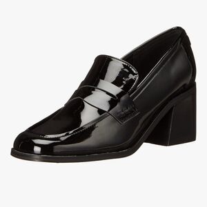 Marc Fisher Black Patent Leather Block Heel Loafers Size 7